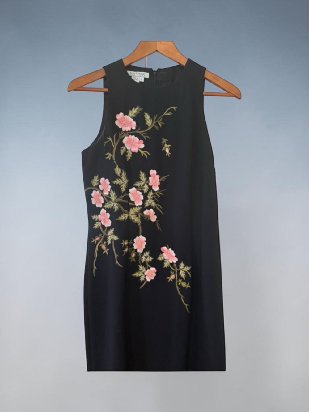 Kay Unger black dress with floral accent